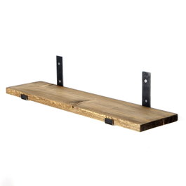 Hanah Home Lam009 Estantería Decorativa Madera Negra y Nogal 60x16x14 cm